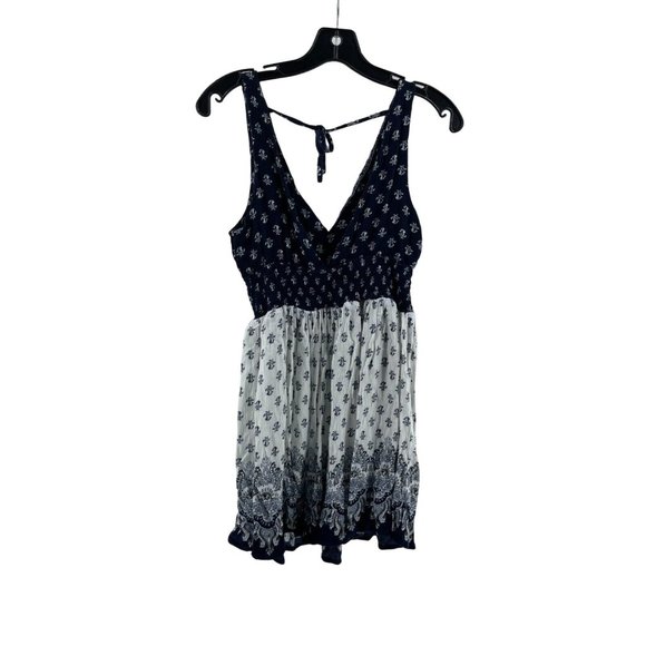 Aeropostale Women's Blue White Floral Sleeveless Knit Tunic Top Shirt Medium - Picture 5 of 12